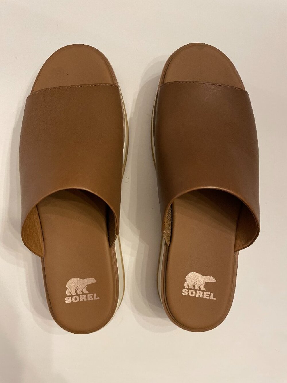 Sorel "Dayspring" slide platform sandals, size 9.5